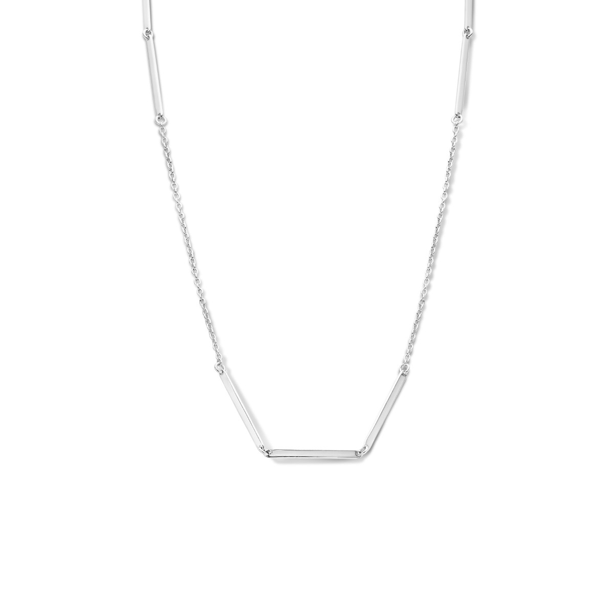 Zilveren collier met balkjes