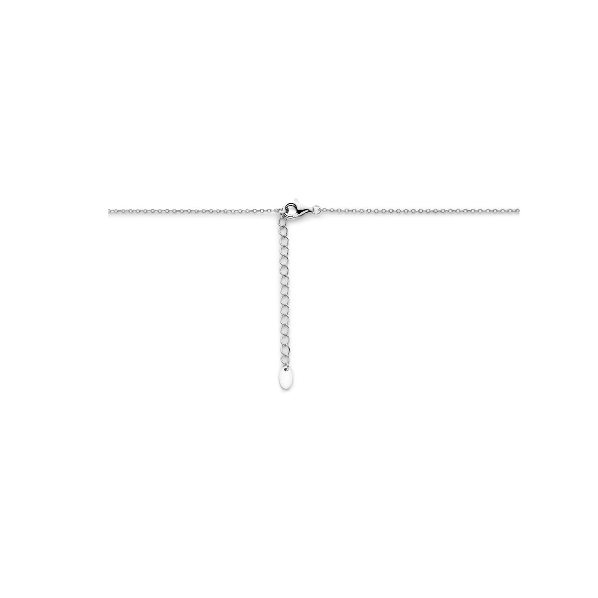 Zilveren collier met ronde zilveren zirkonia hanger - Lengte 42 t/m 45 cm
