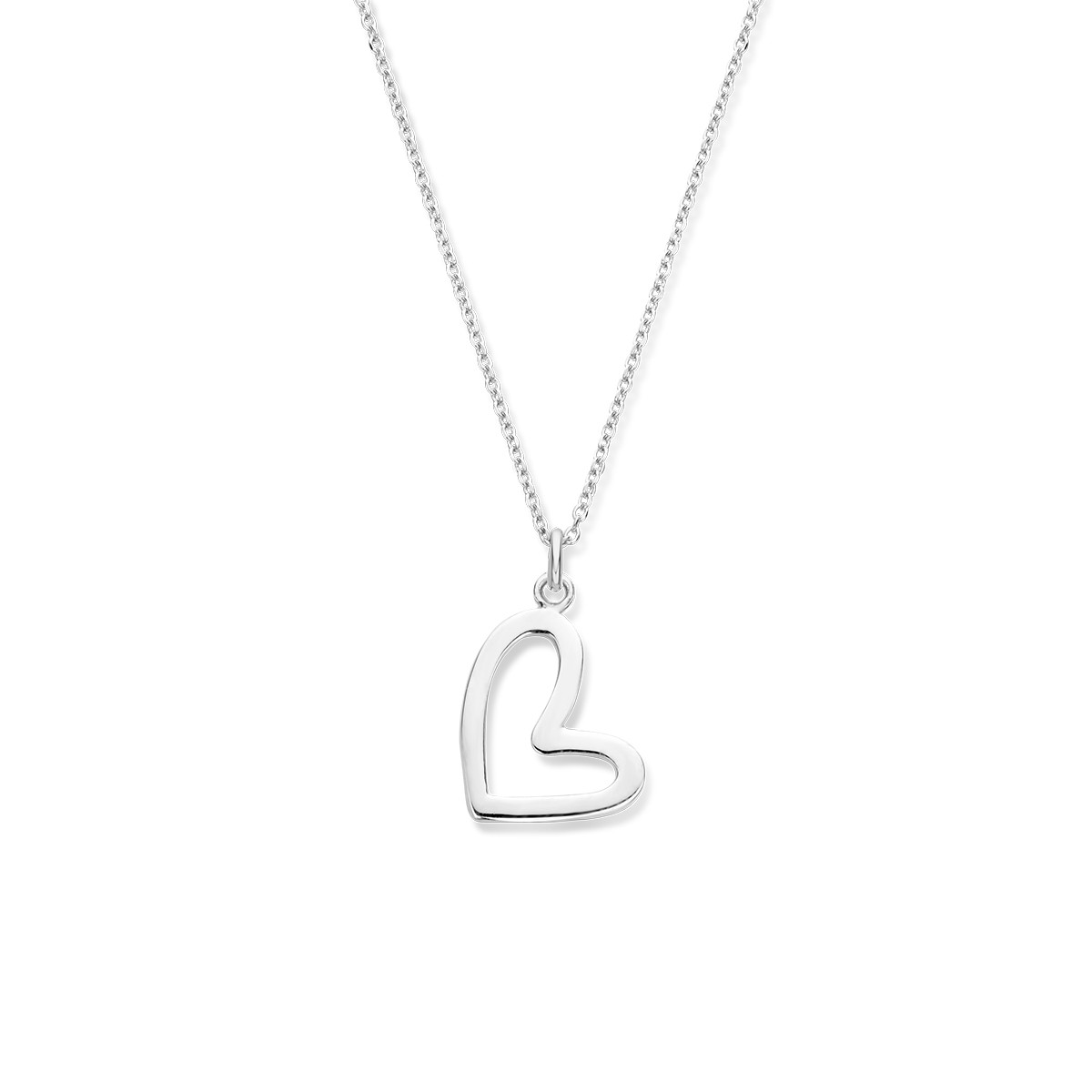 Zilveren collier met schuin hartje