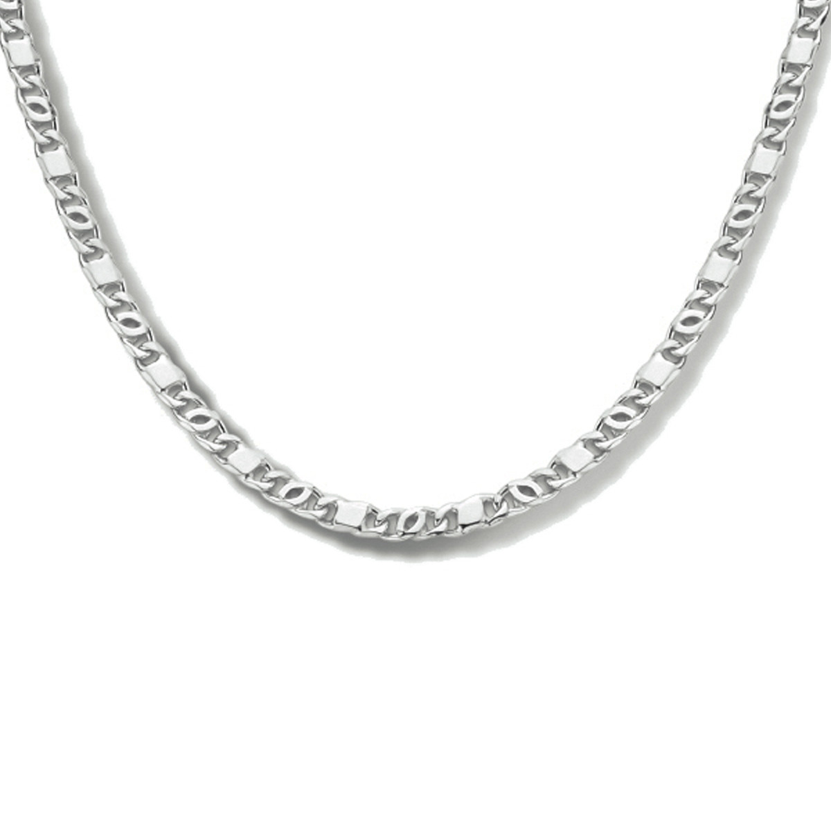 Zilveren collier met valkenoog schakels gerhodineerd 2.4 mm breed - Lengte 40-44 cm