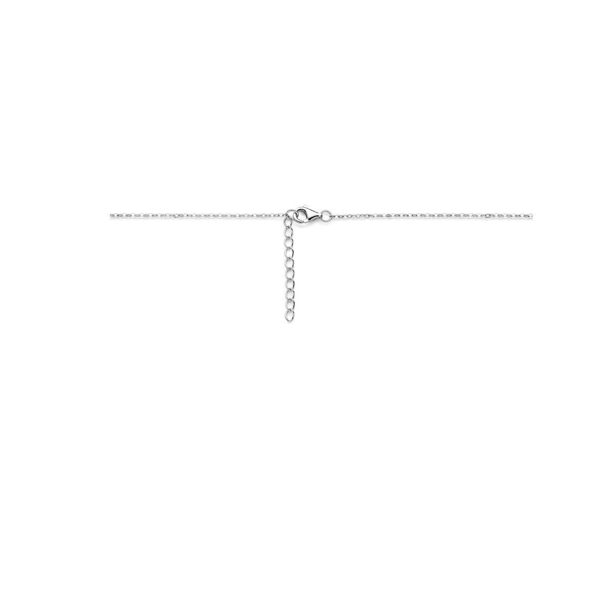Zilveren collier met zigzag transparante zirkonia's - Lengte 42-45 cm