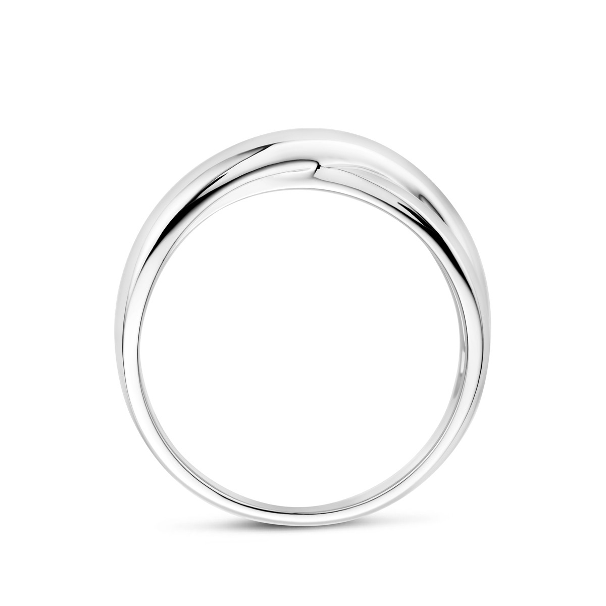 Zilveren crossover ring gerhodineerd 7.5 mm breed