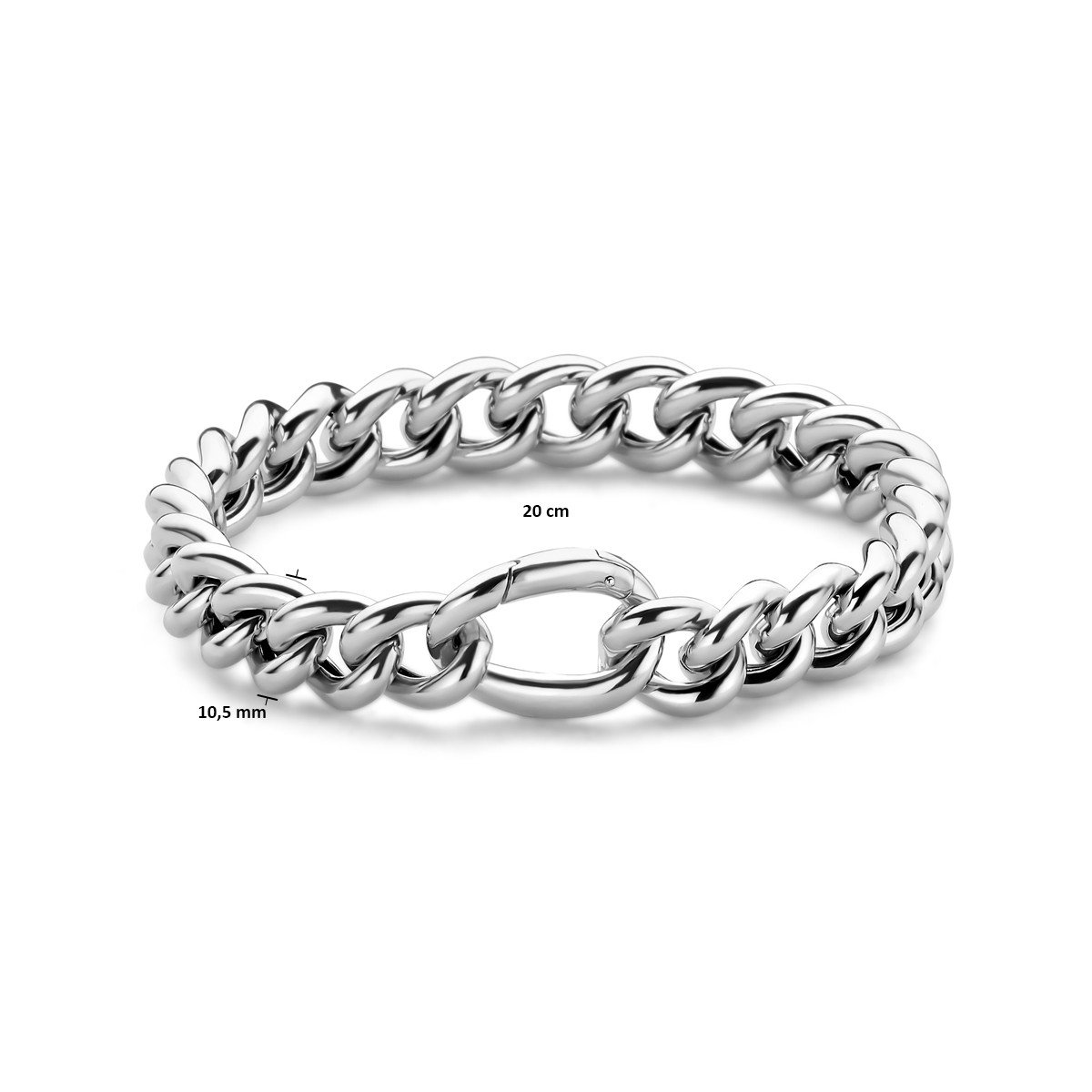Zilveren dames armband met gourmet schakels glanzend 10.5 mm breed - Lengte 20 cm