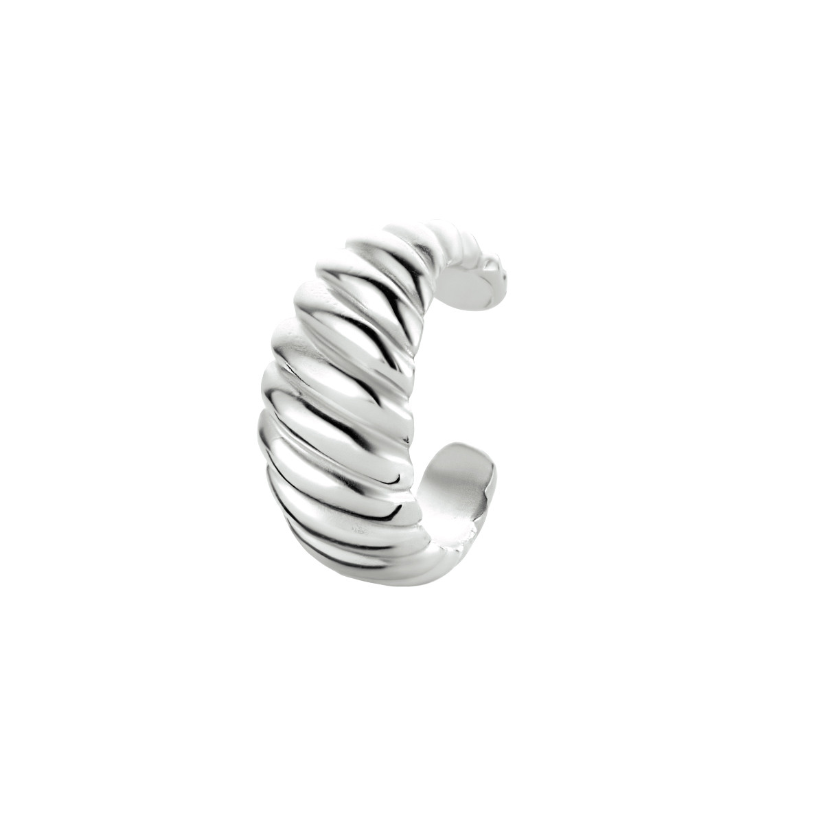 Zilveren earcuff 6 mm breed gedraaid - Diameter 12.5 mm 