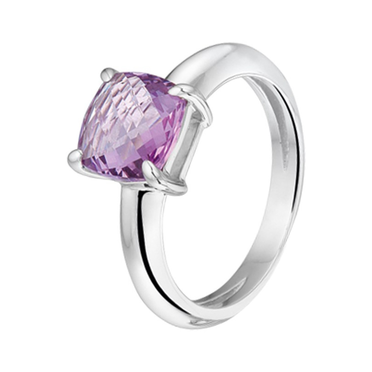 Zilveren edelsteen ring met amethist