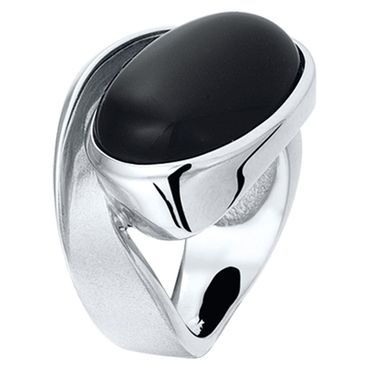 Zilveren edelsteen ring met onyx