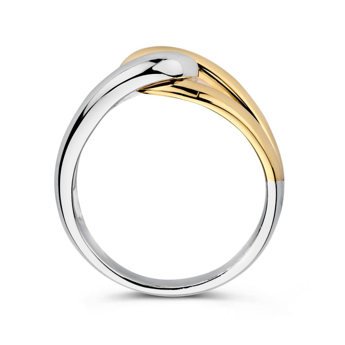 Zilveren en gouden schakelring van 11 mm breed