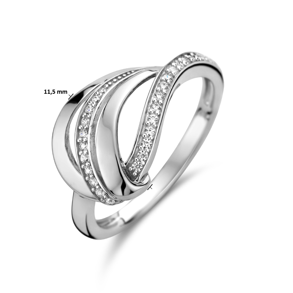 Zilveren fantasie ring met zirkonia's 11.5 mm