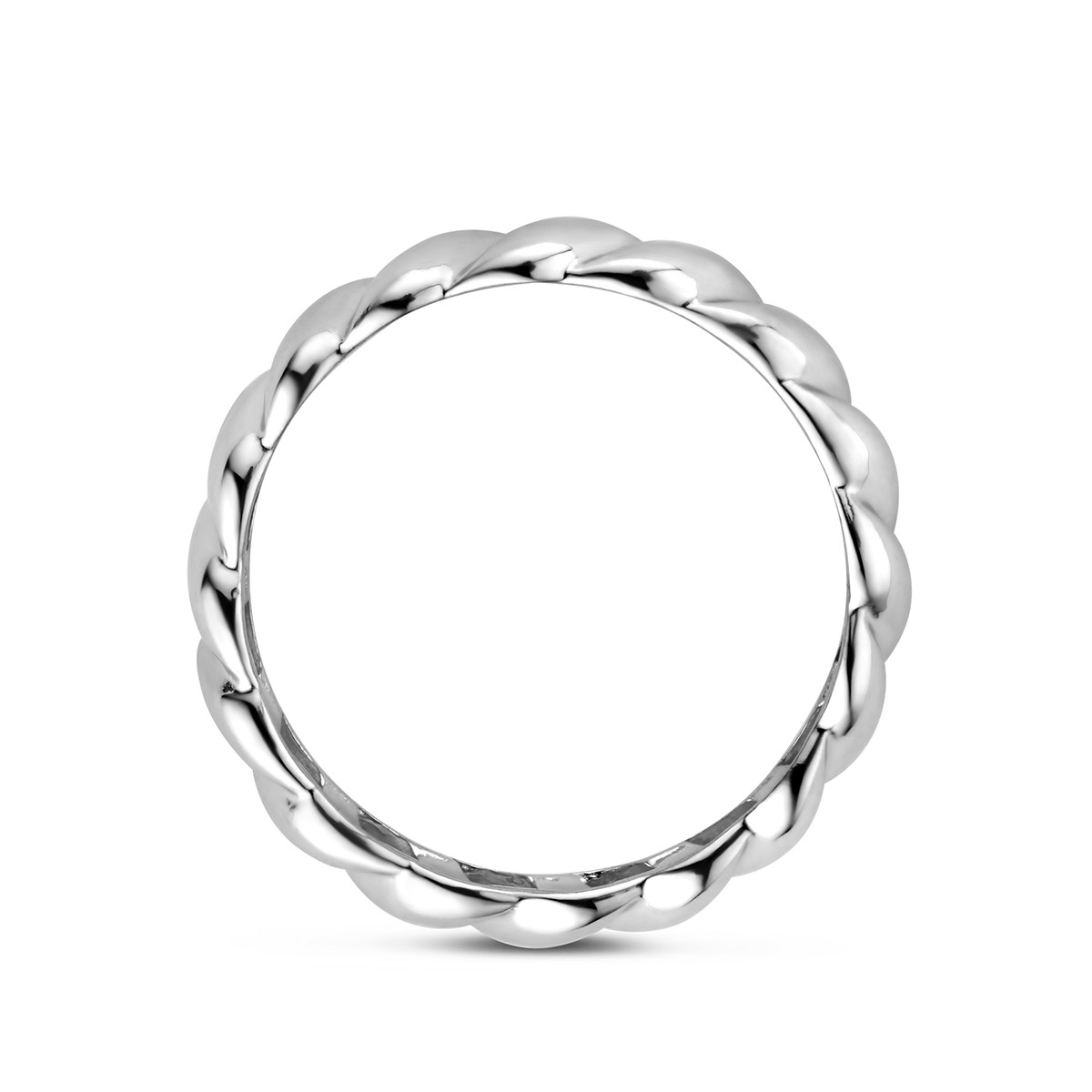 Zilveren gedraaide ring van 5 mm breed