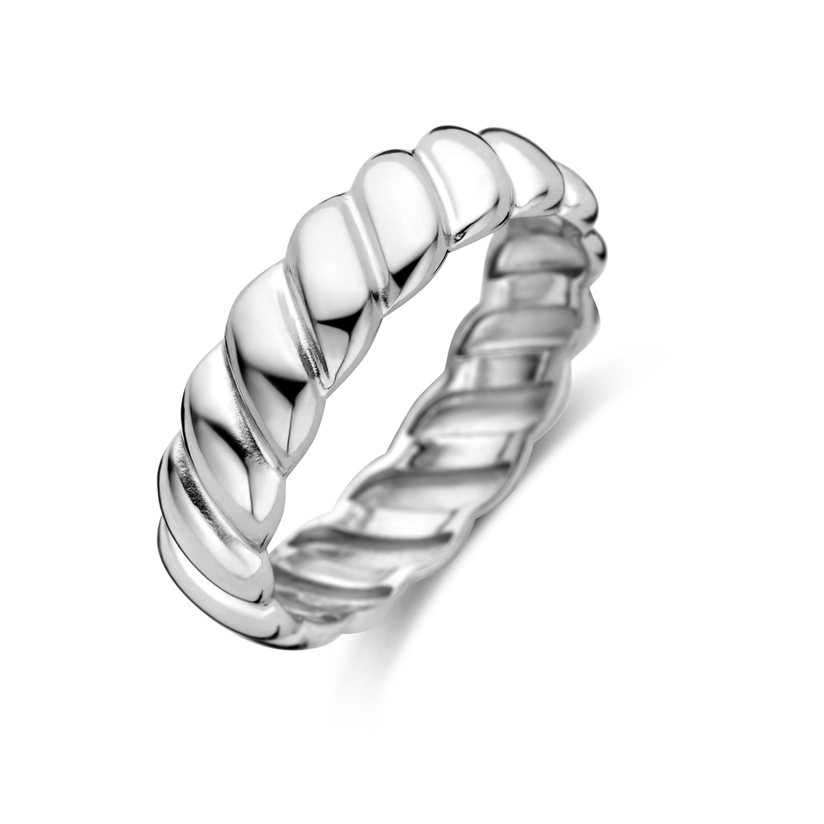 Zilveren gedraaide ring van 5 mm breed