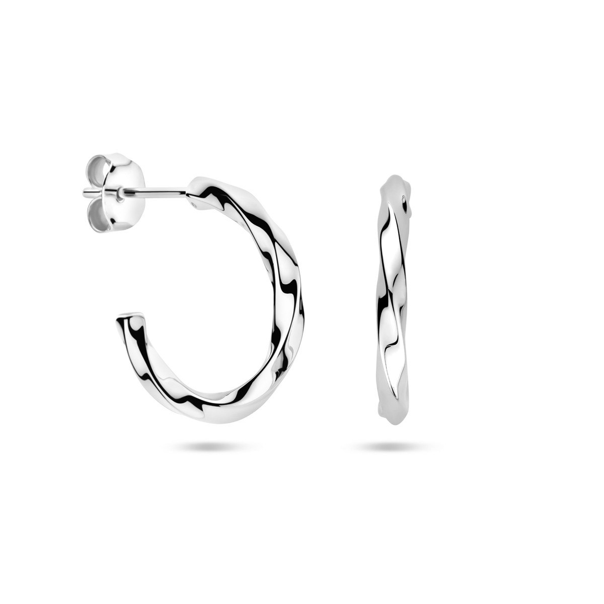 Zilveren gedraaide stekeroorringen glanzend afgewerkt 2.5 mm breed - Hoogte 18.5 mm