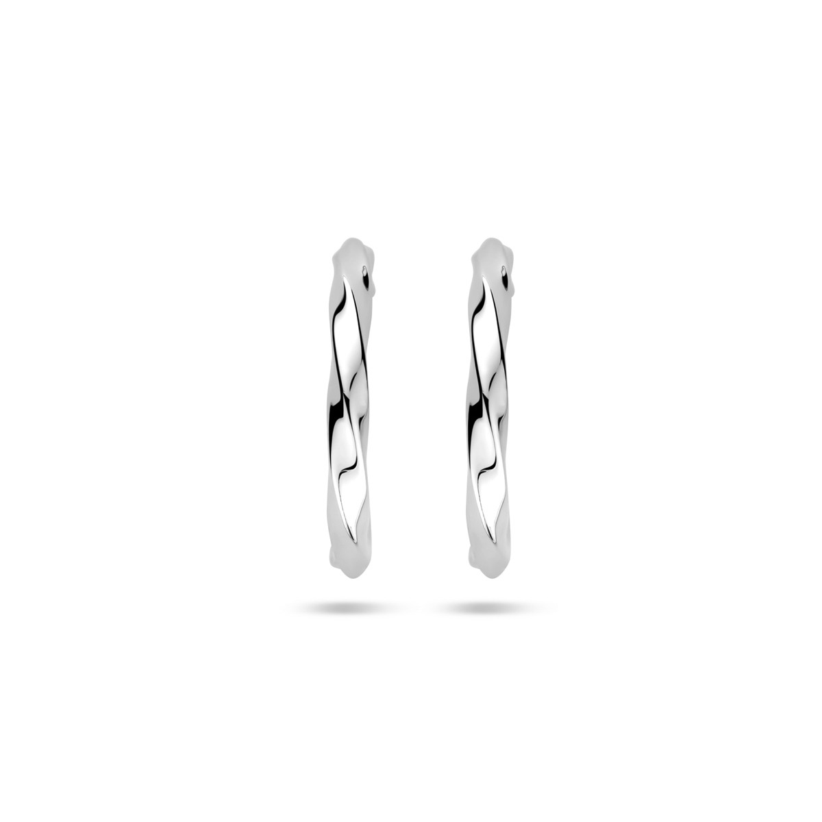 Zilveren gedraaide stekeroorringen glanzend afgewerkt 2.5 mm breed - Hoogte 18.5 mm
