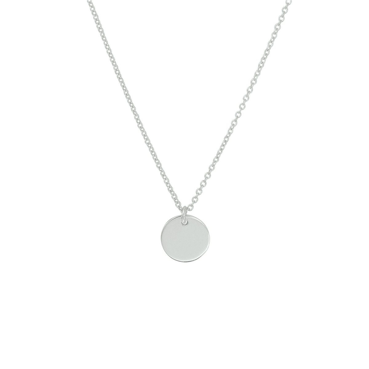 Zilveren ketting met ronde graveerhanger van 10 mm - Lengte 40-45 cm