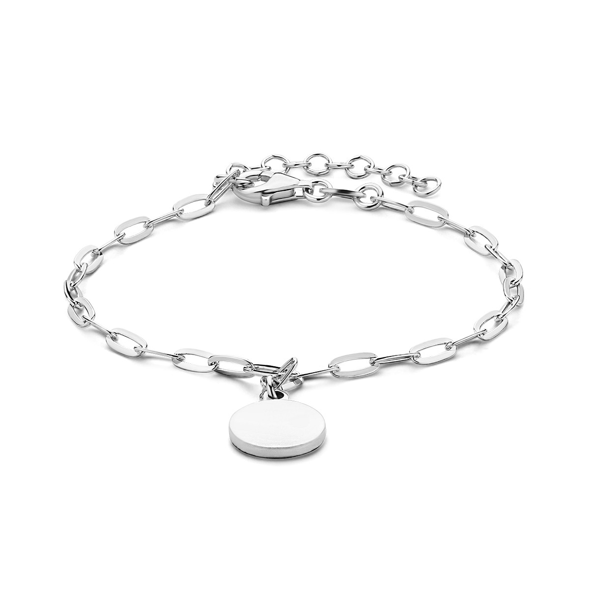 Zilveren gepersonaliseerde armband met paperclipschakels 2.7 mm breed - Lengte 16-19 cm