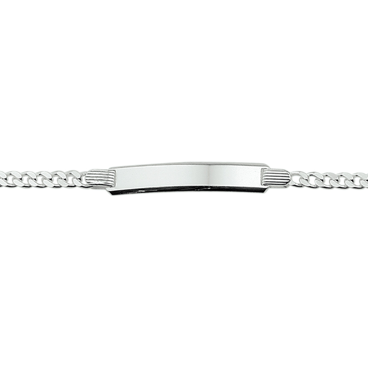 Zilveren gepersonaliseerde plaatarmband met gourmetschakel 6 mm breed - Lengte 16-18 cm
