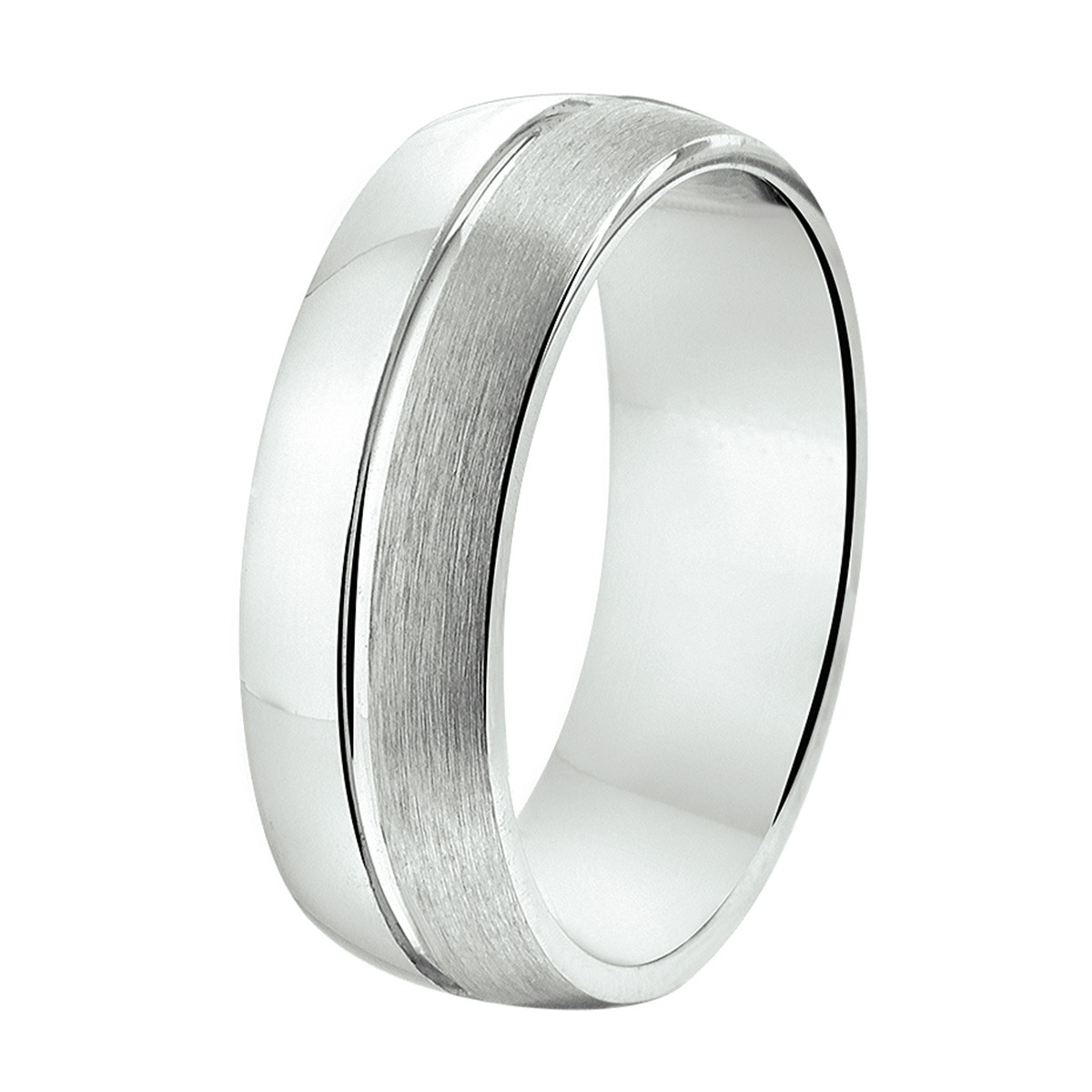 Zilveren gepersonaliseerde ring glanzend en mat 7 mm breed