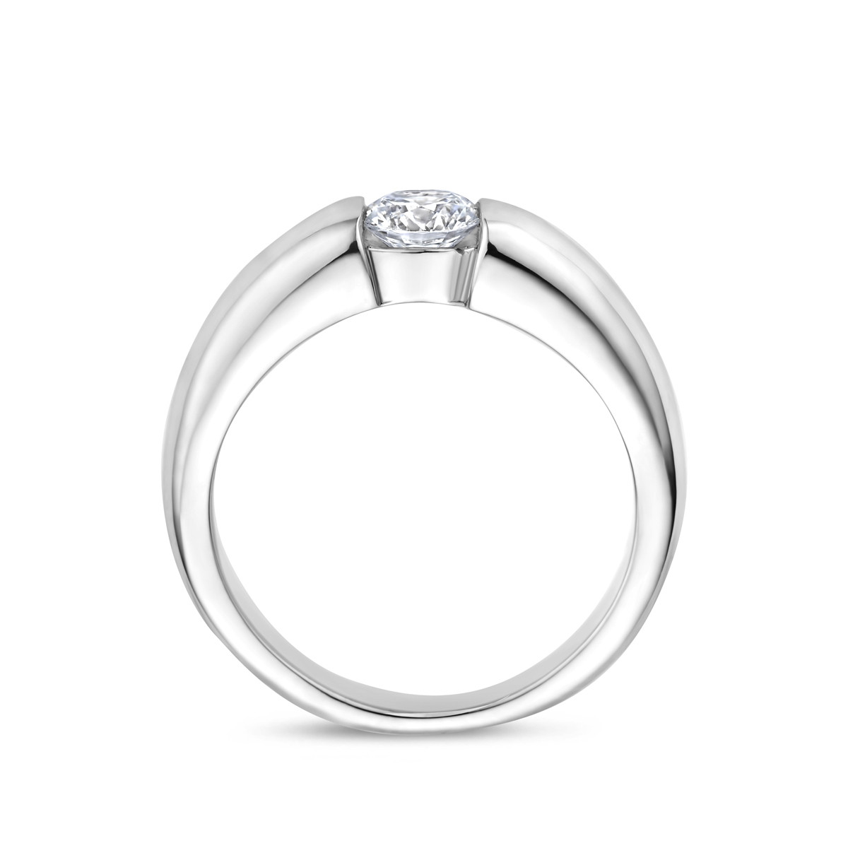 Zilveren gerhodineerde solitair ring met transparante zirkonia 5 mm breed