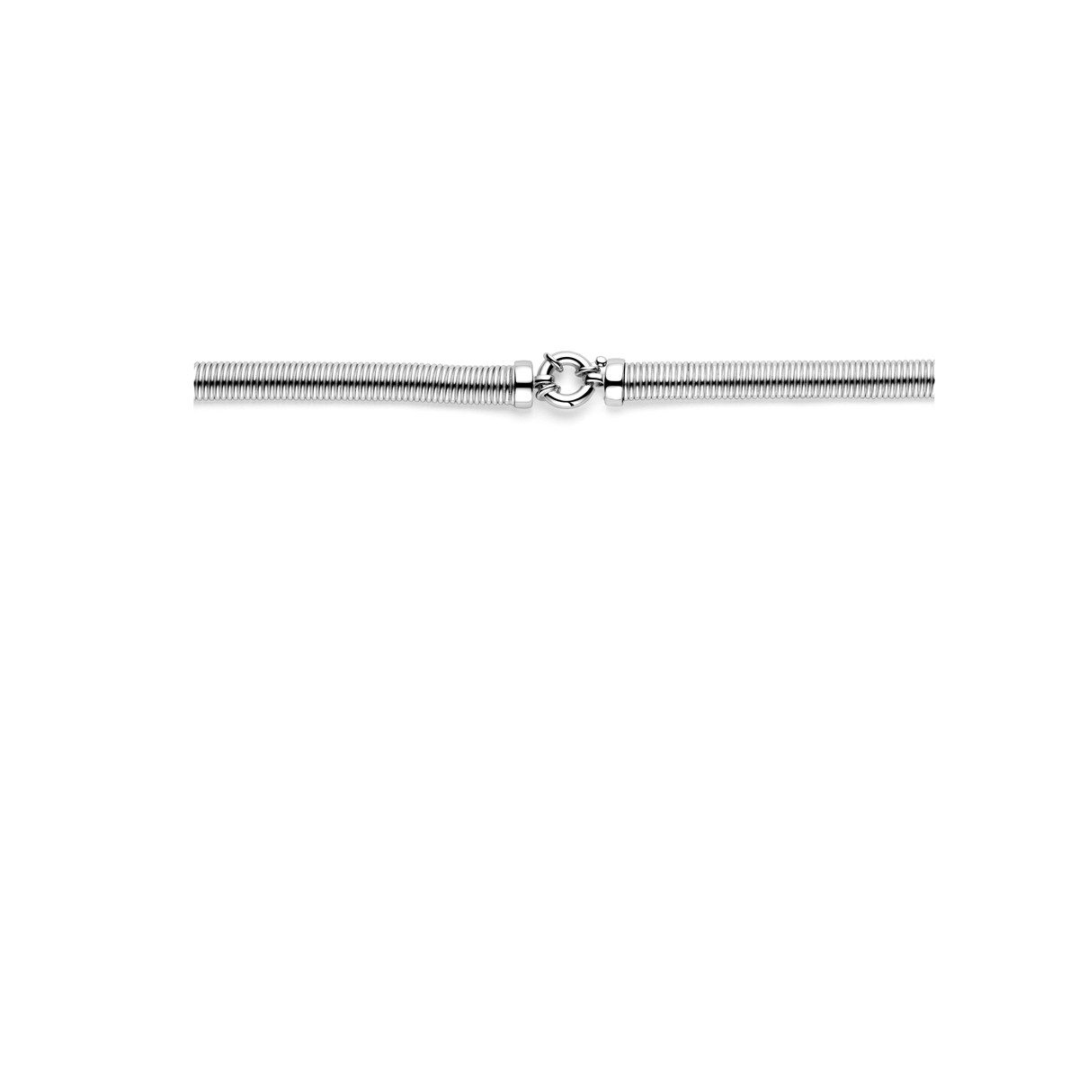 Zilveren gladde en platte schakelketting met springslot 8 mm breed - Lengte 45 cm