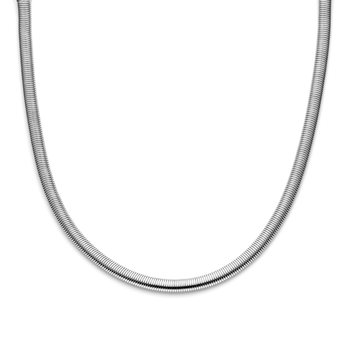 Zilveren gladde en platte schakelketting met springslot 8 mm breed - Lengte 45 cm