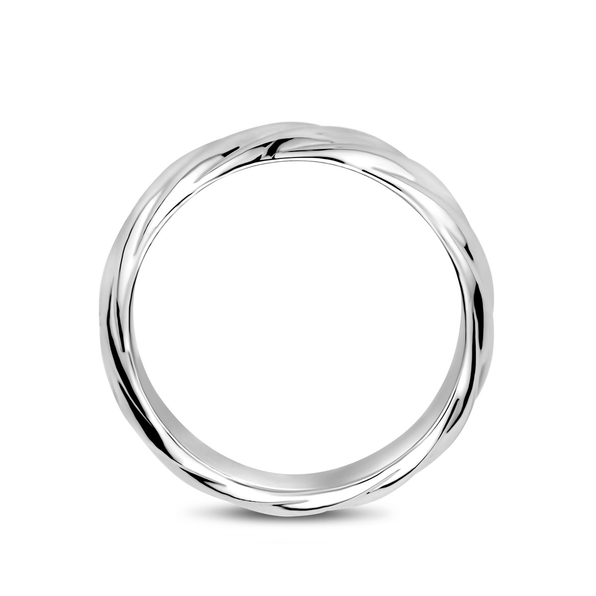 Zilveren glanzende ring met gedraaid patroon 6.5 mm breed
