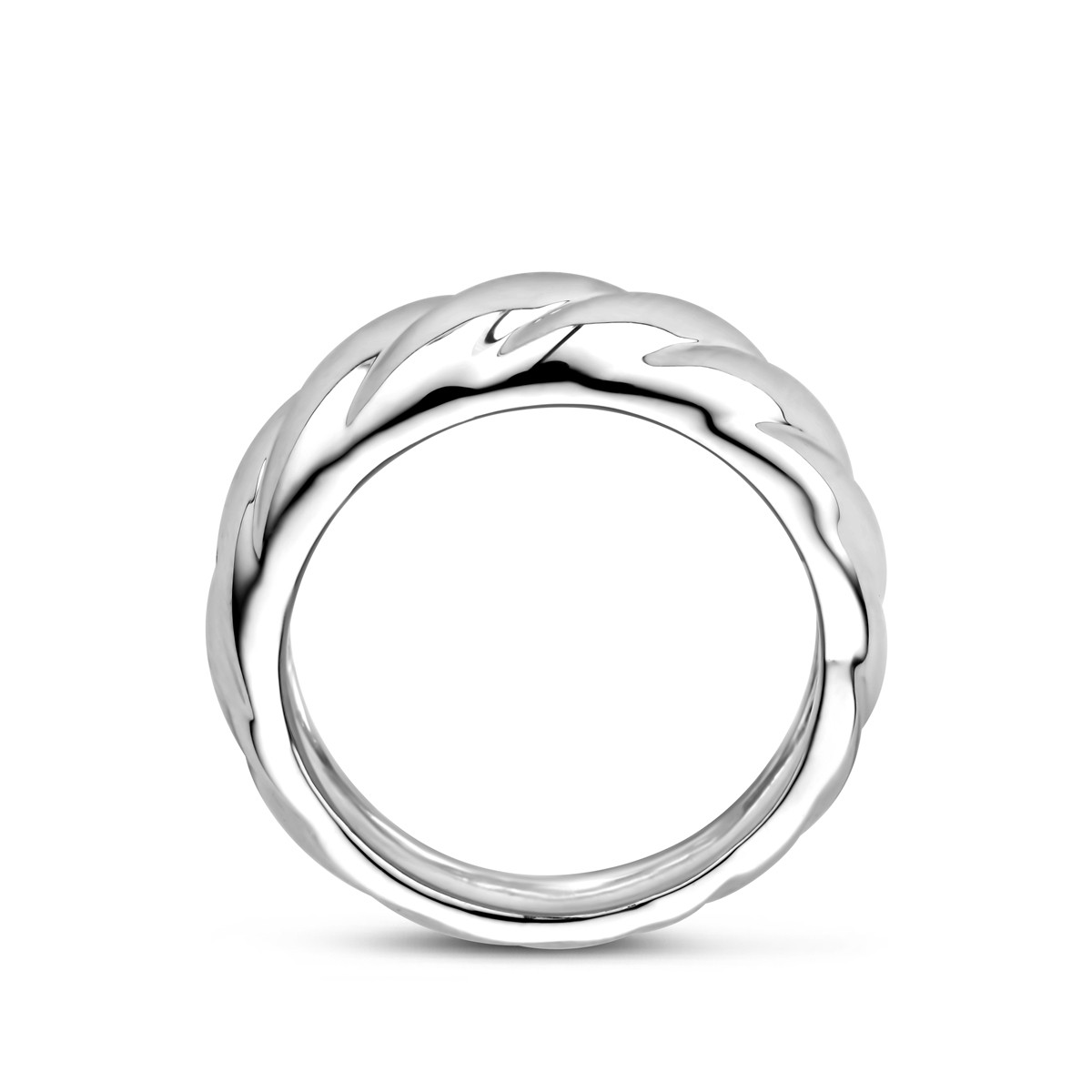 Zilveren glanzende ring met gedraaid patroon 8.5 mm breed