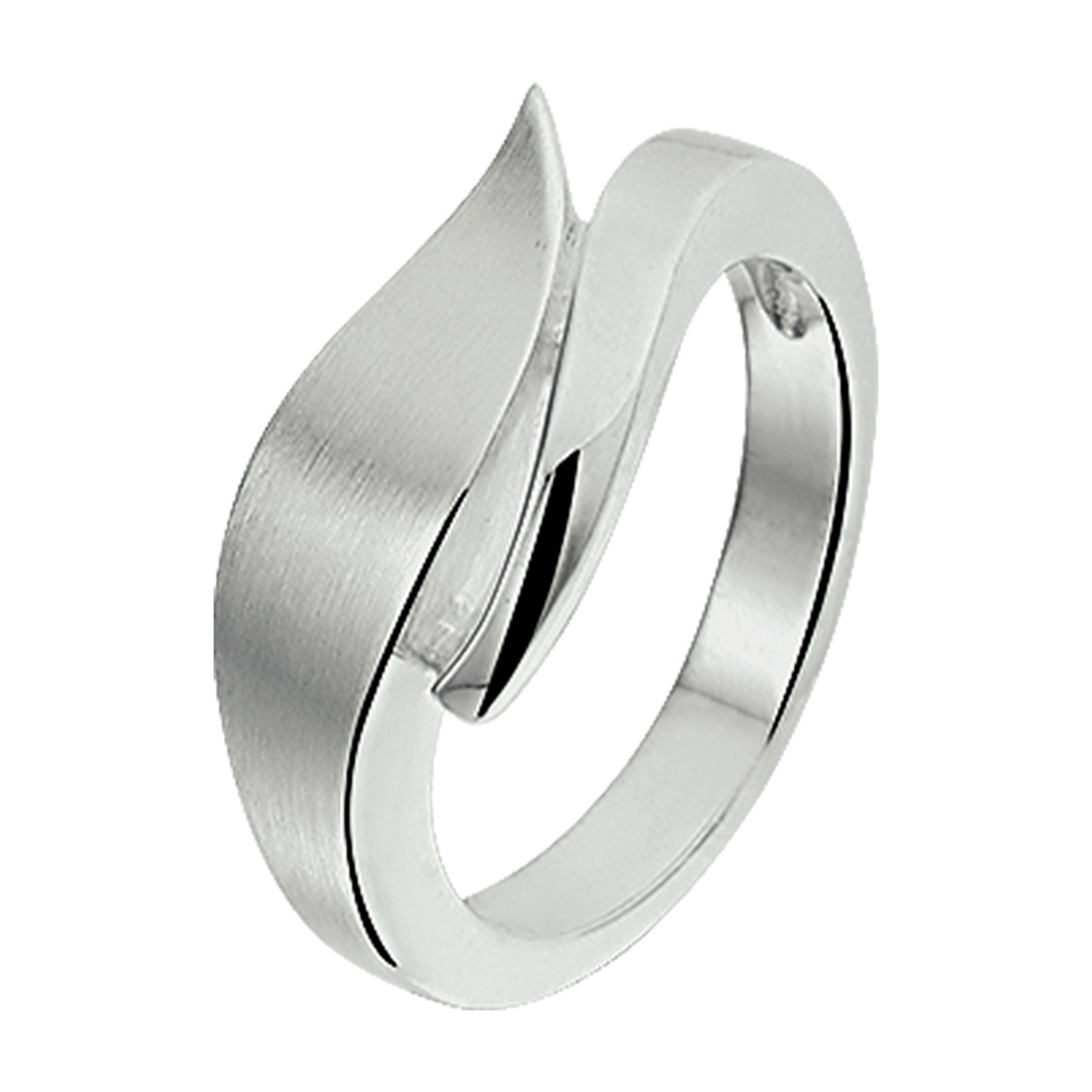 Zilveren golvende ring met matte en glanzende afwerking 10 mm breed