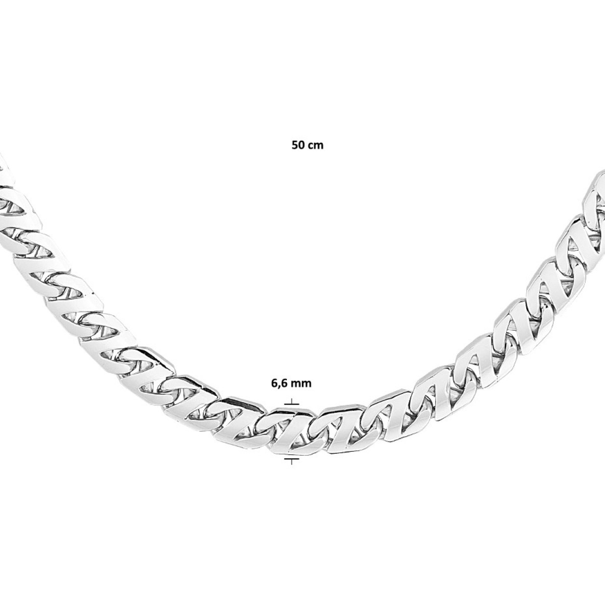 Zilveren gourmet ketting gerhodineerd 6.6 mm