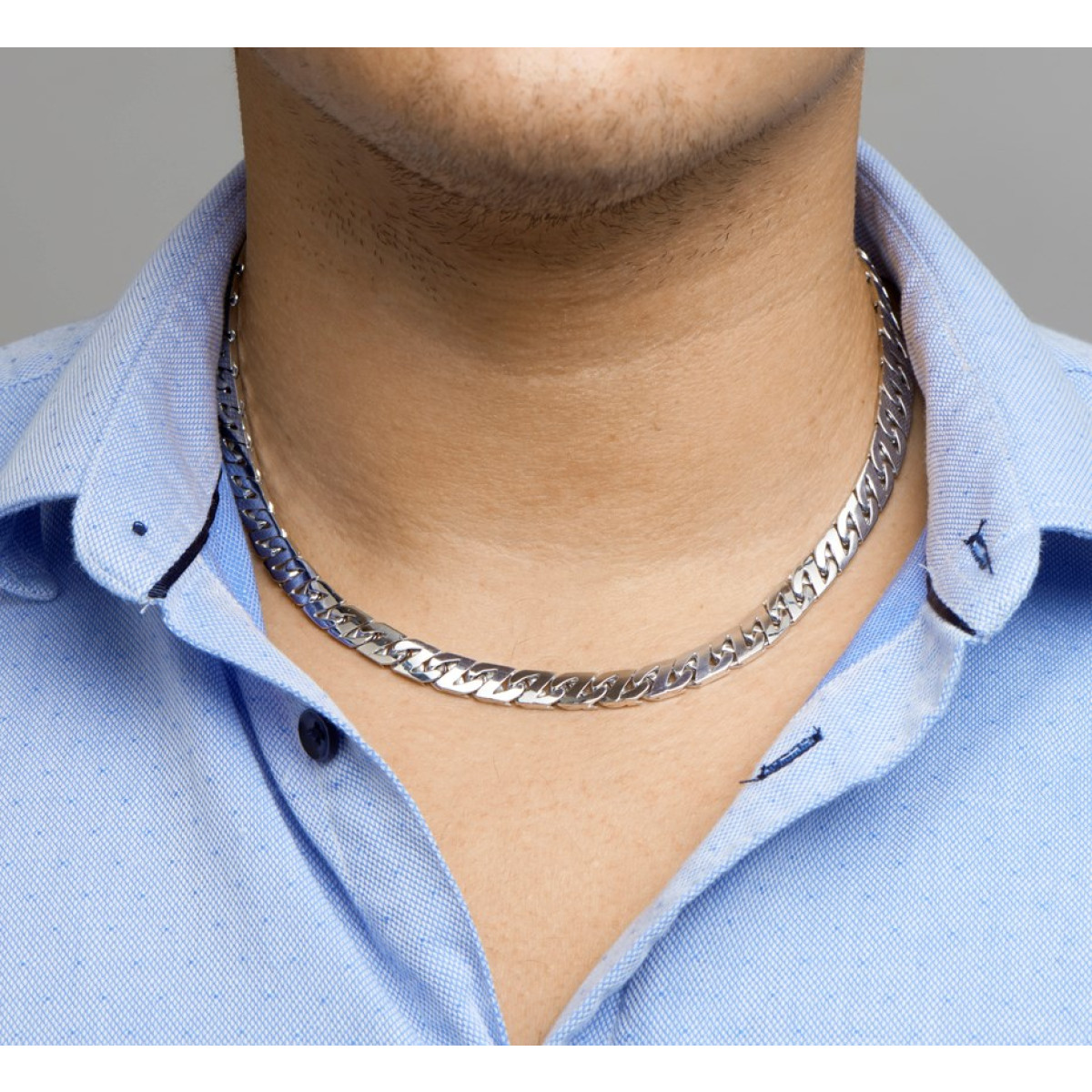 Zilveren gourmet ketting gerhodineerd 8.2 mm