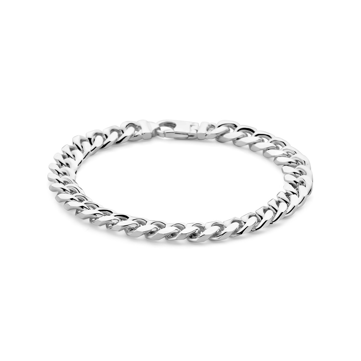 Zilveren gourmet schakelarmband voor heren 6-zijdes geslepen 8.4 mm breed - Lengte 21 cm