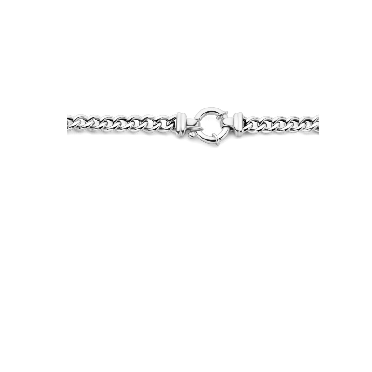 Zilveren gourmet schakelketting met veerslot 7 mm breed - Lengte 45 cm