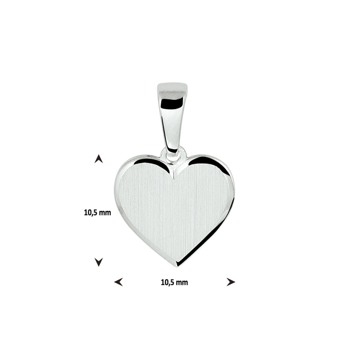 Zilveren graveerhanger hart mat/glanzend - 10.5 x 10.5 mm