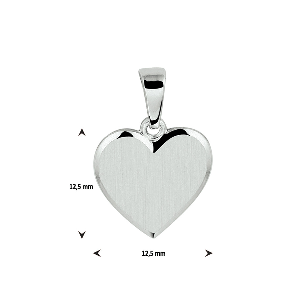 Zilveren graveerhanger hart mat/glanzend - 10.5 x 12.5 mm