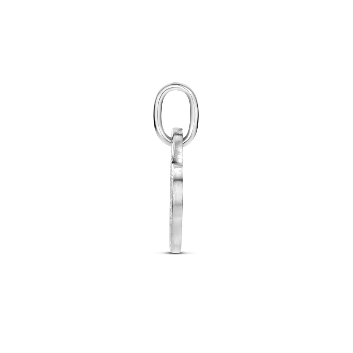 Zilveren graveerhanger hartje glitter gediamanteerd en mat - Hoogte 20 mm