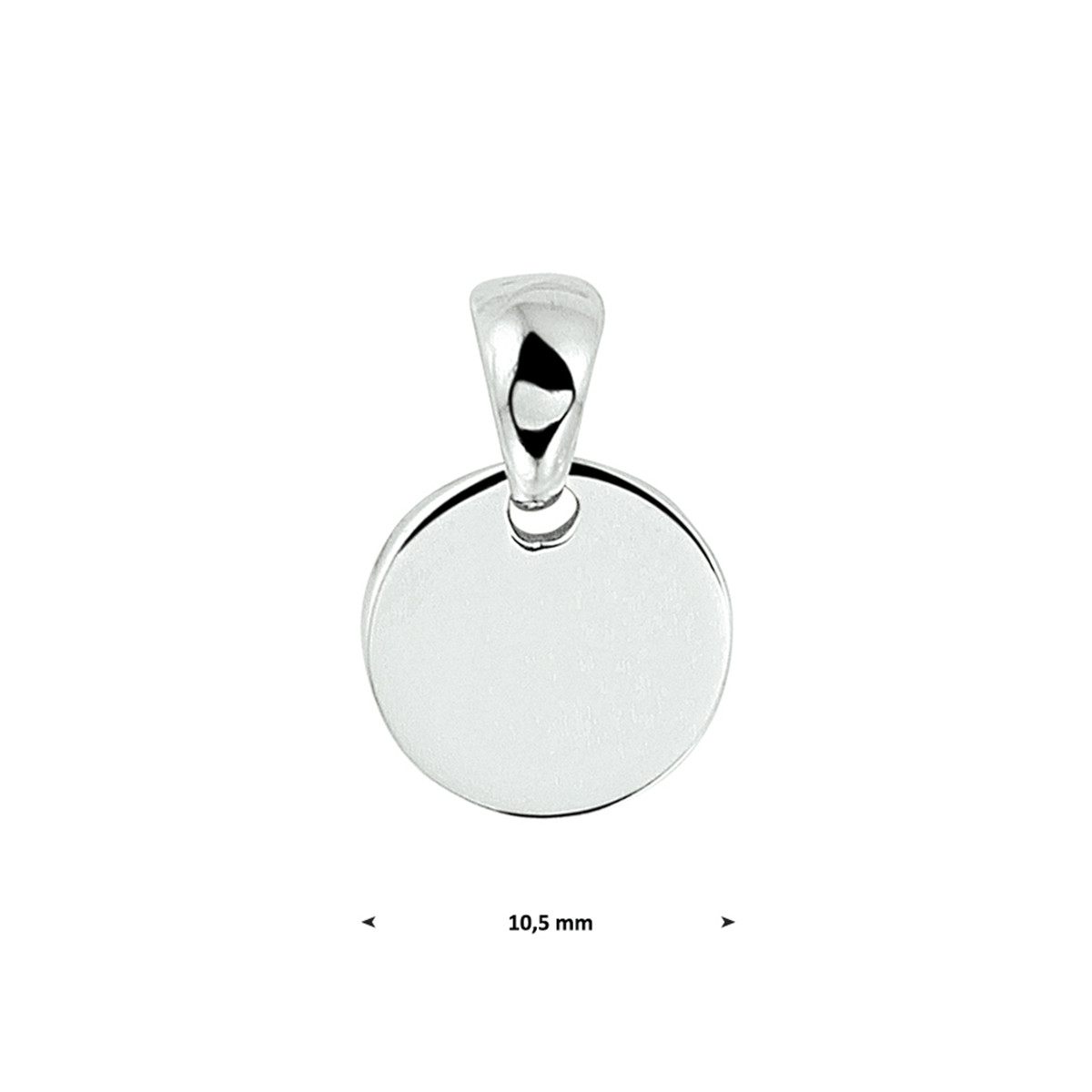 Zilveren graveerhanger rond gerhodineerd - Diameter 10.5 mm 
