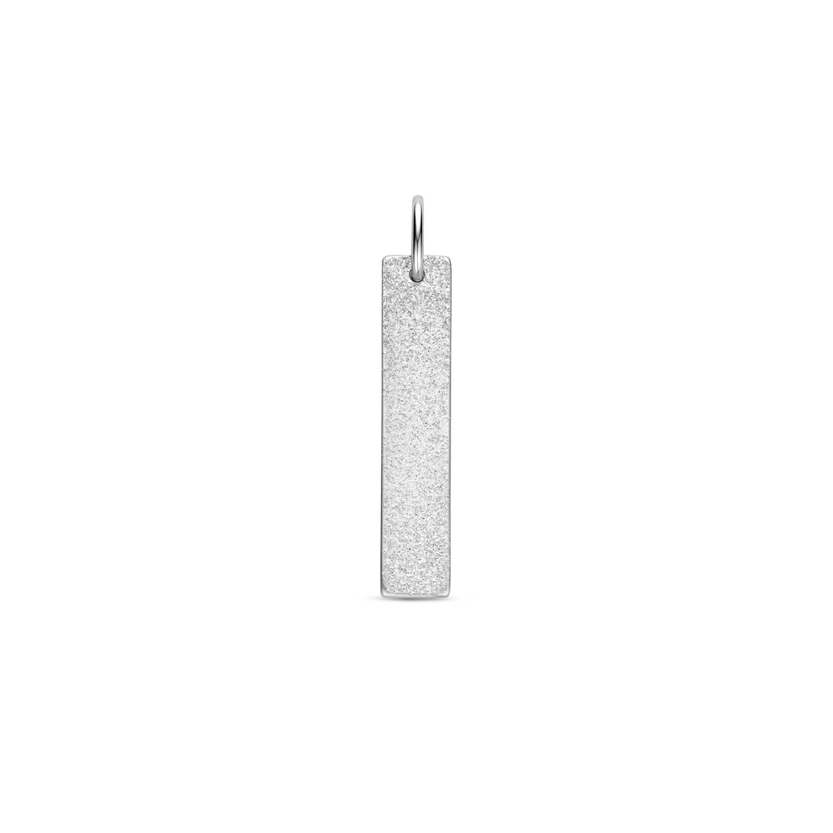 Zilveren graveerhanger staafje gediamanteerd en mat 6 mm breed - Hoogte 35 mm