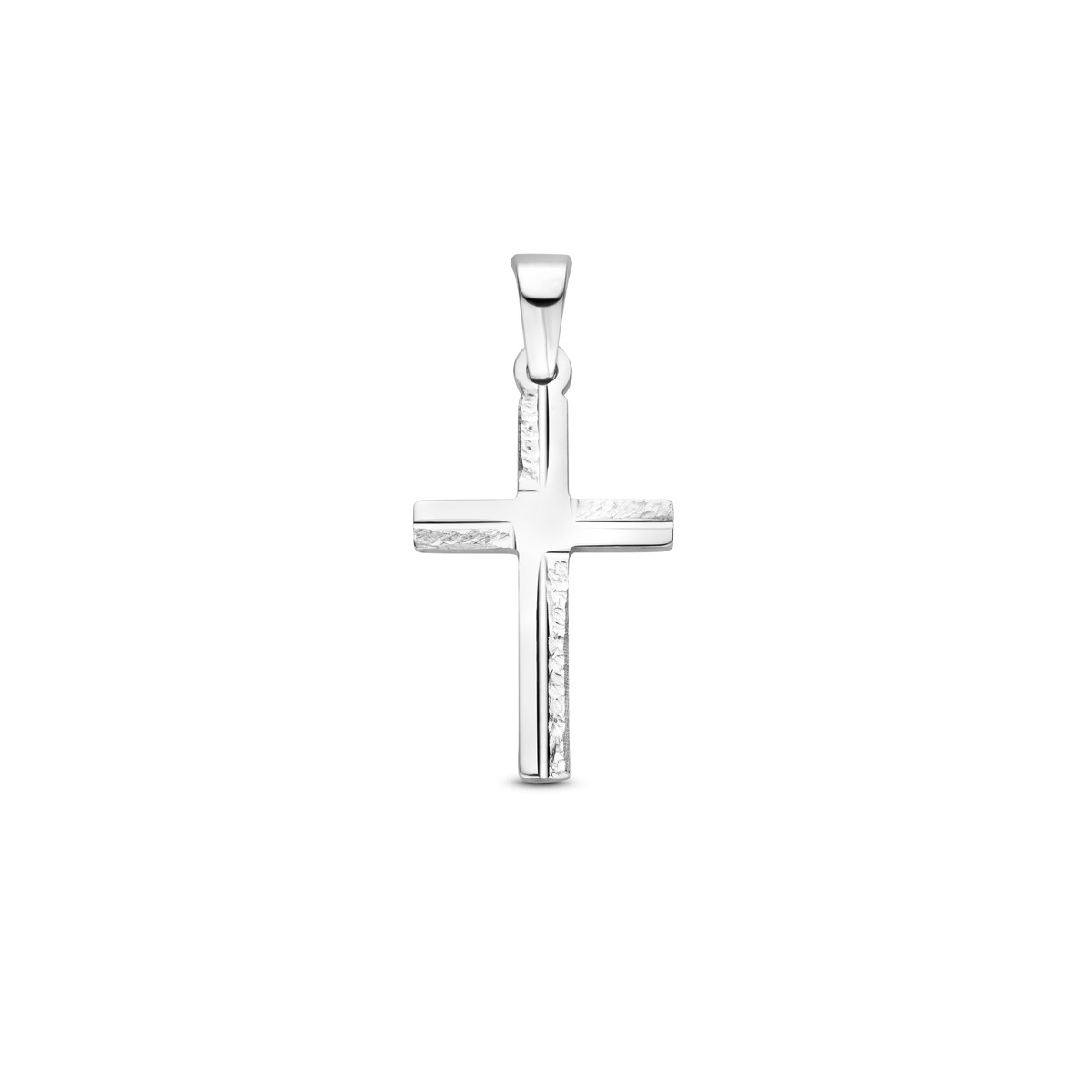Zilveren hanger gediamanteerd kruisje 12 mm breed - Hoogte 20 mm