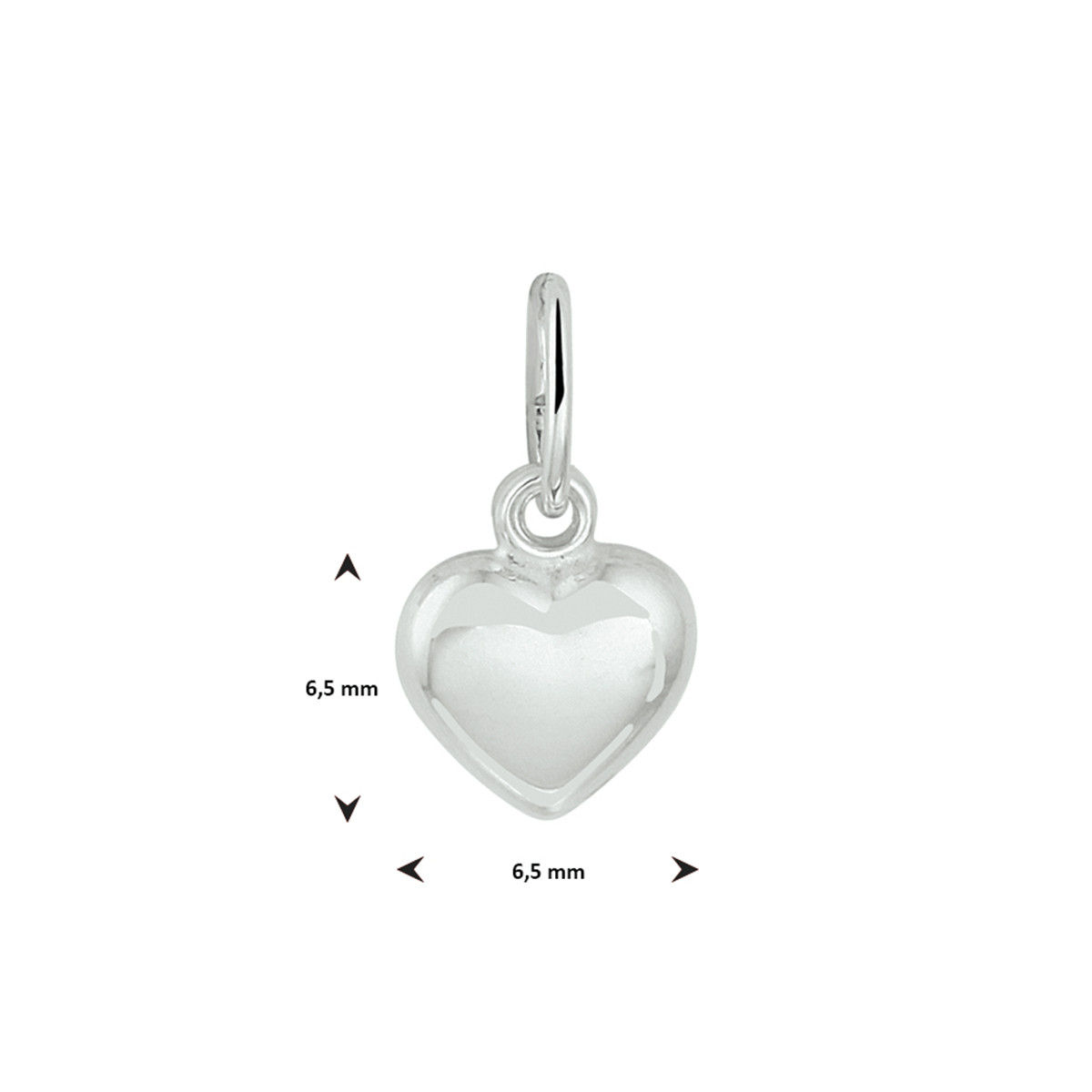 Zilveren hanger hart - 6.5 x 6.5 mm