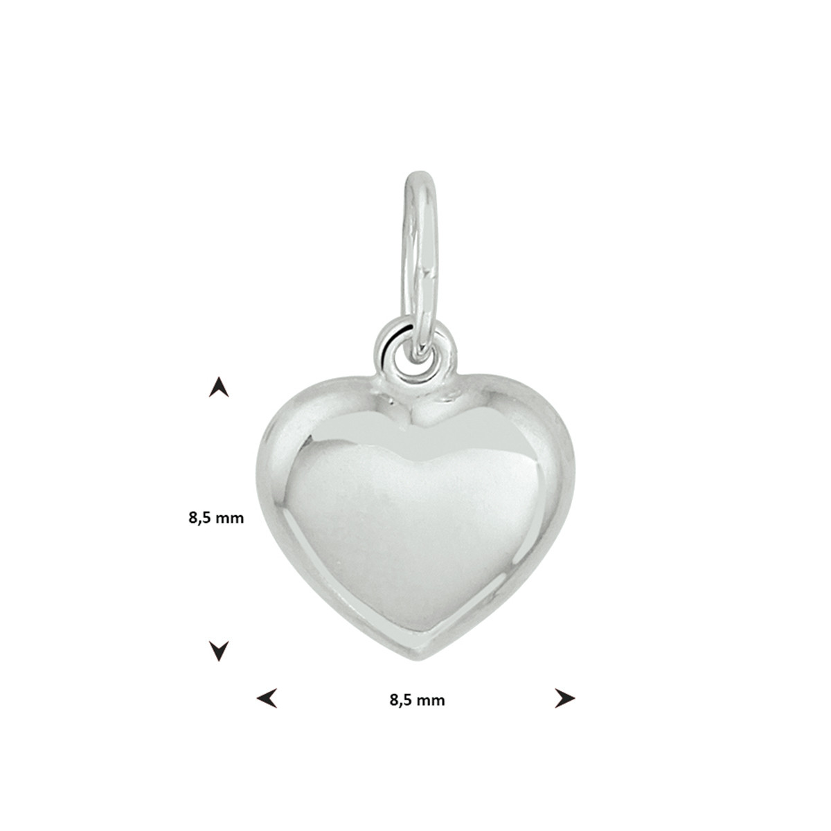 Zilveren hanger hart - 8.5 x 8.5 mm
