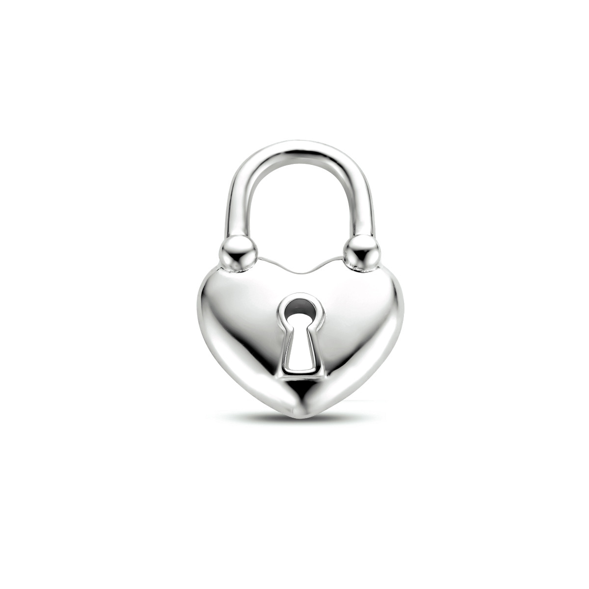 Zilveren hanger hartje en slotje - 14 x 10 mm