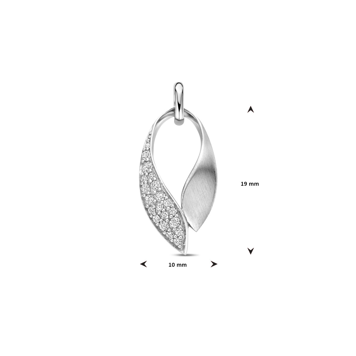 Zilveren hanger mat met zirkonia's 10 mm breed - Hoogte 22 mm