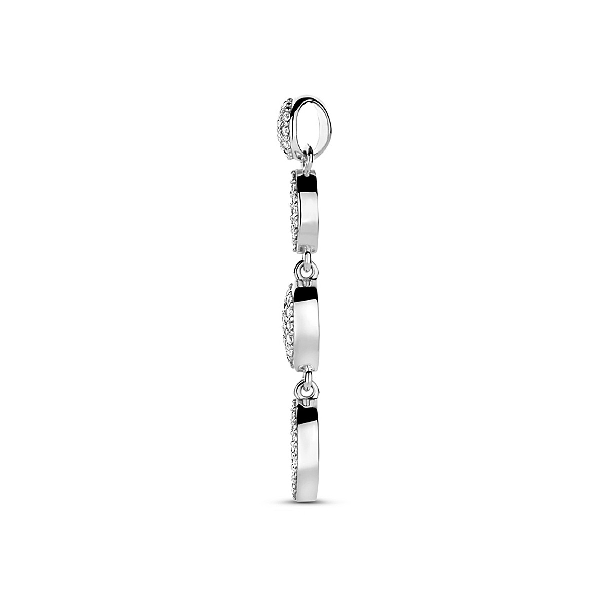 Zilveren hanger met 4 ovaaltjes van zirkonia's 5.5 mm breed - Hoogte 37 mm