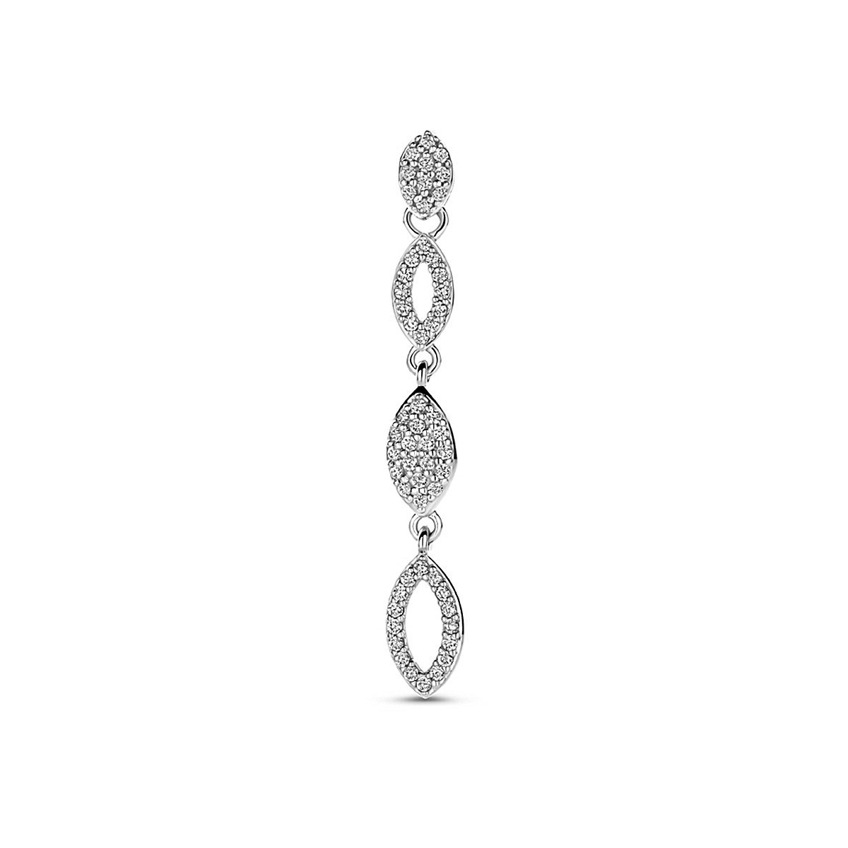 Zilveren hanger met 4 ovaaltjes van zirkonia's 5.5 mm breed - Hoogte 37 mm