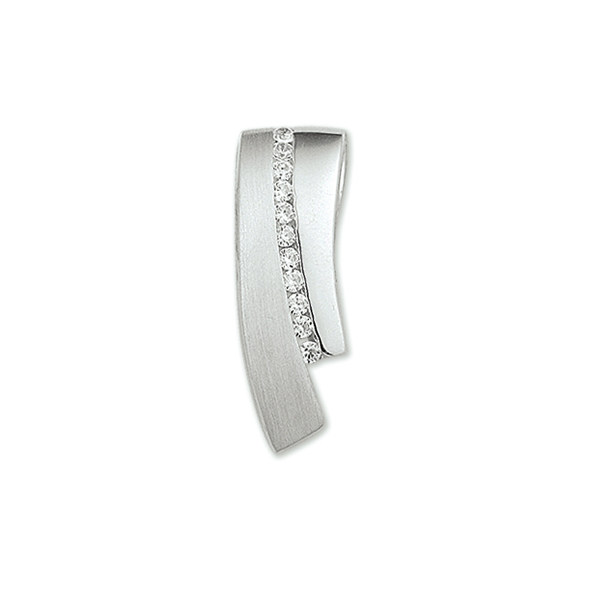 Zilveren hanger met briljant geslepen zirkonia rij mat en glanzend 9 mm breed - Hoogte 26 mm
