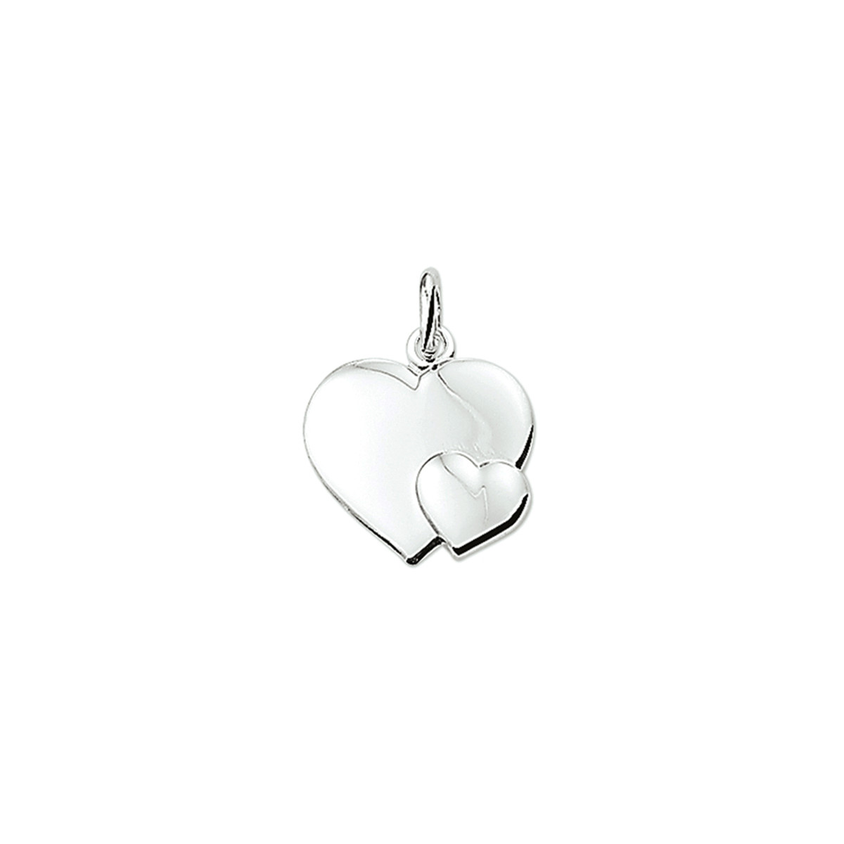 Zilveren hanger met groot en klein hartje 17.5 mm breed - Hoogte 16.5 mm