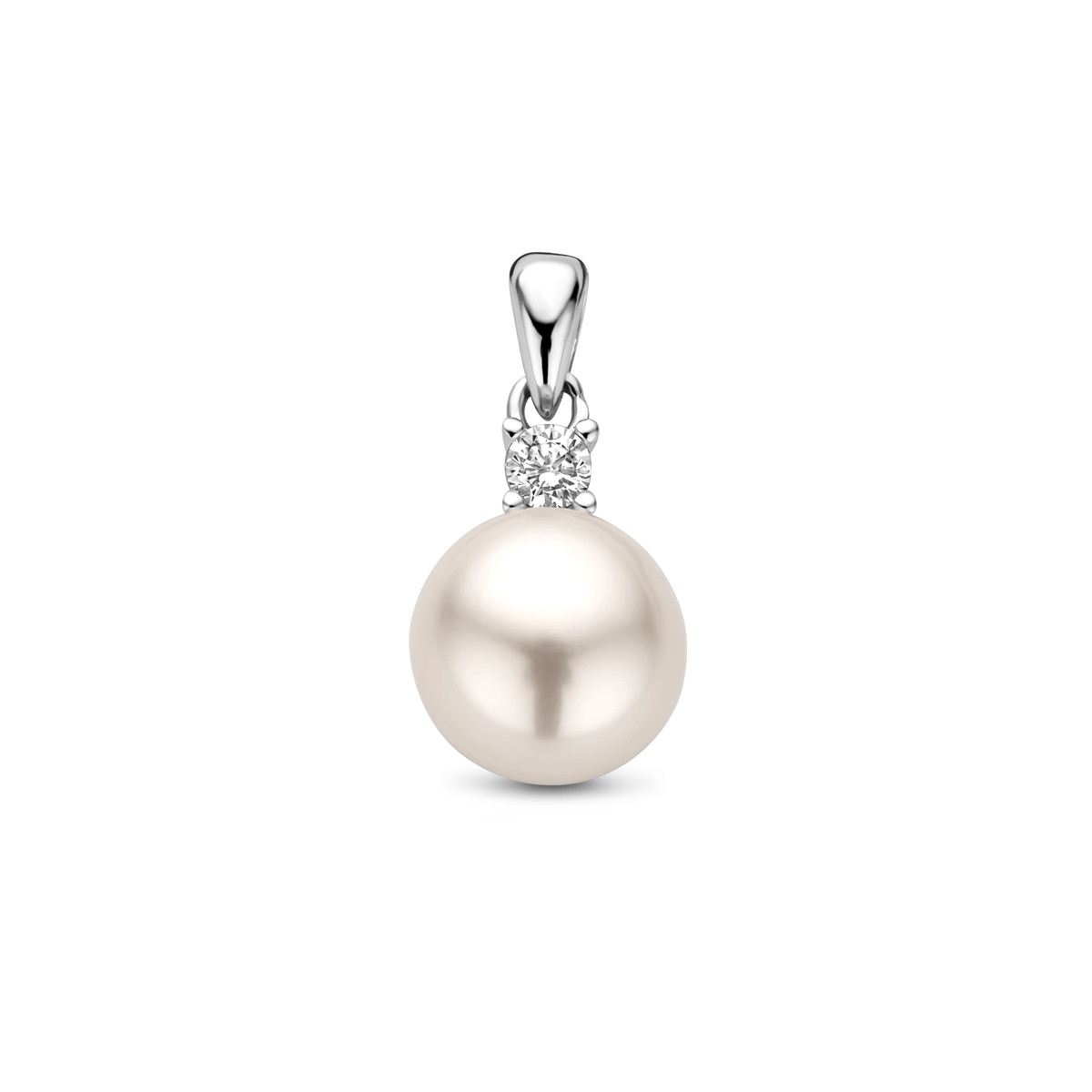Zilveren hanger met parel en zirkonia - Hoogte 17.5 mm