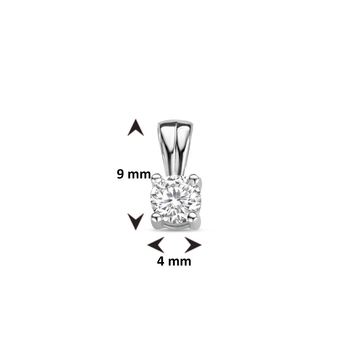 Zilveren hanger met zirkonia 4 mm x 9 mm