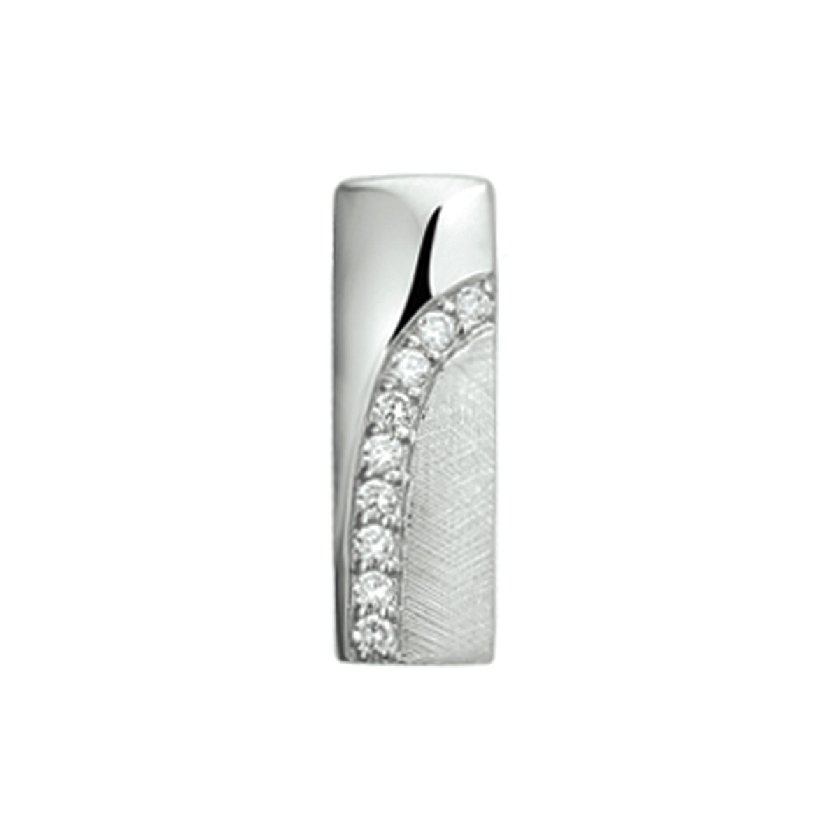 Zilveren hanger rechthoek met zirkonia - 18.5 x 6 mm