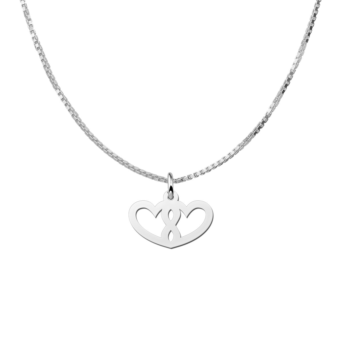 Zilveren harten hanger met infinity