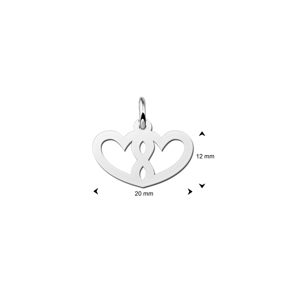 Zilveren harten hanger met infinity
