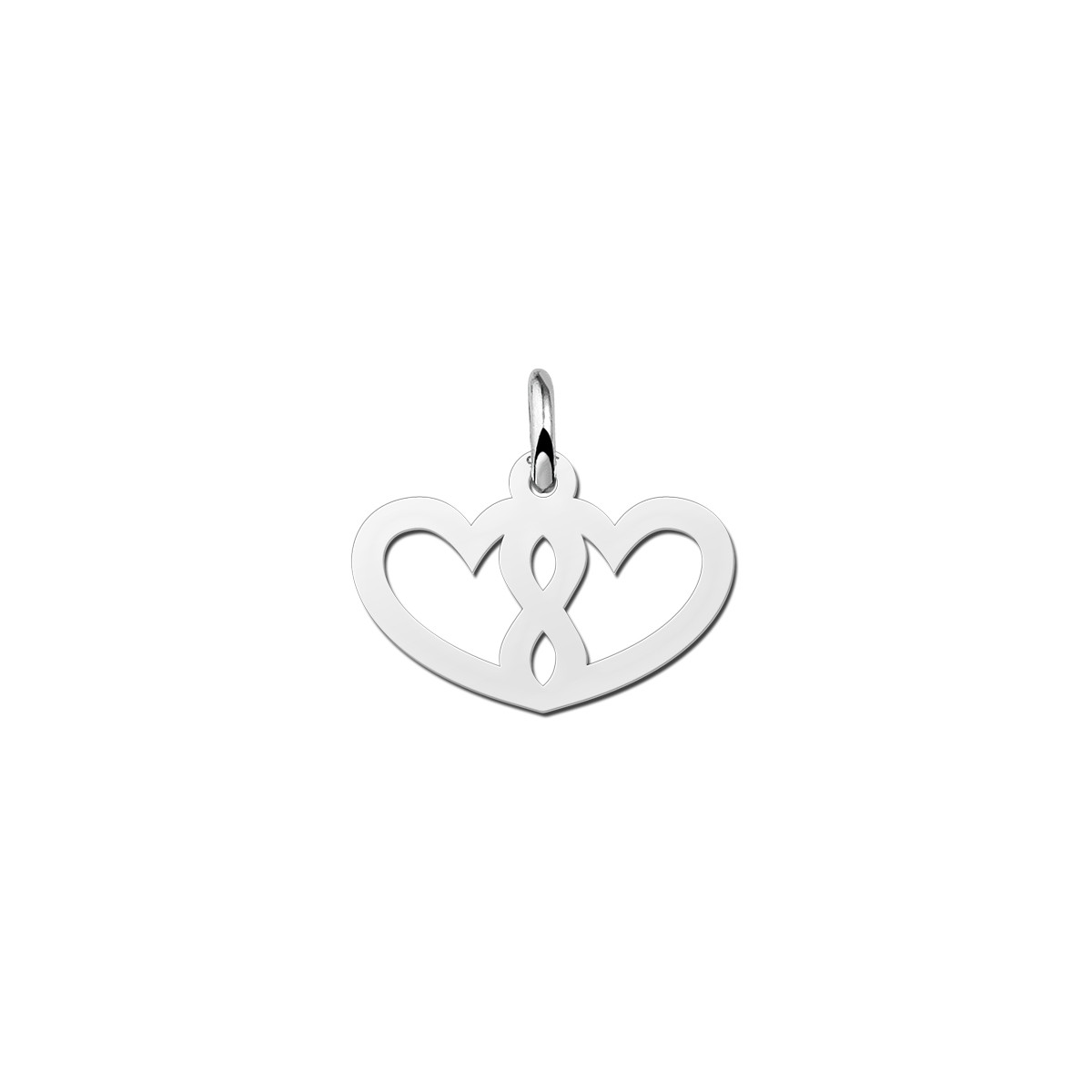 Zilveren harten hanger met infinity
